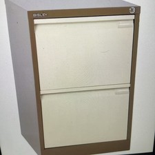 Bisley Brown & Cream 2 Drawer Filing Cabinet - With 2 Keys & 25 Hanging folders