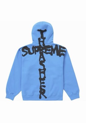 Deadstock Supreme Thrasher Zip Up Hooded Sweatshirt Hoodie Bright Blue Size XXL