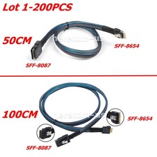 Lot Slim SAS 4.0 SFF-8654 Host to SFF-8087 Target Hard Disk Raid Cable 50/100 CM