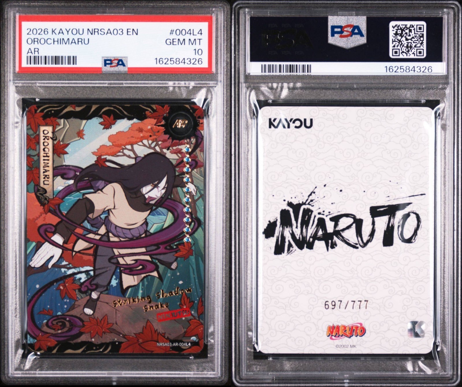 OROCHIMARU AR 004L4 /777 NARUTO KAYOU NRSA03 SERIES 3 SERIALIZED PSA 10 LOW POP view 3