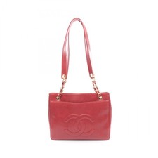 CHANEL COCO Mark chain Shoulder Bag Grained Calfskin leather Red Used Women GHW