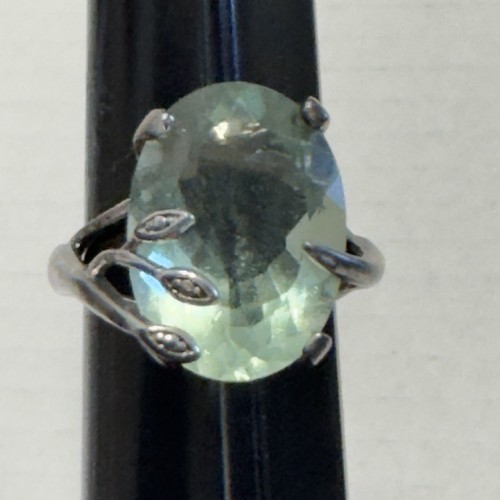 Anillo llamativo de plata esterlina piedra grande fluorita verde azulado toscano talla 7 14,78 - Imagen 5 de 8