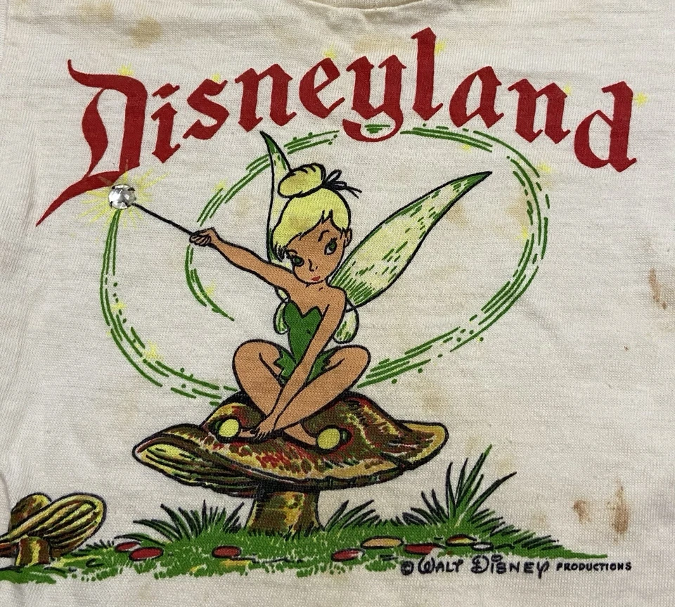 Camiseta vintage de los años 50 Tinker Bell Disney años 50 Peter Pan película promoción niño pequeño rara Foto 2 de 4