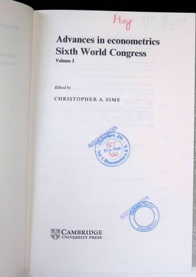 Advances in econometrics Sixth World Congress, VOLUME 1. Econometric Society Mon