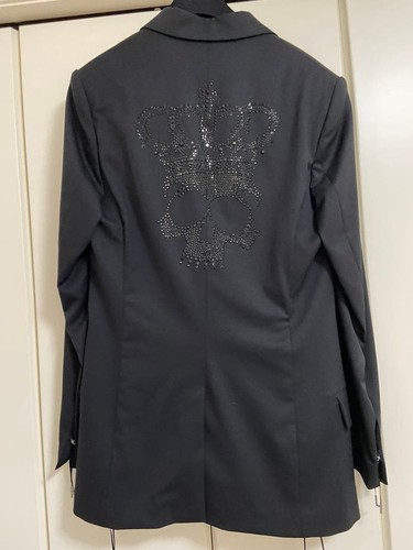 John Galliano, John Galliano Black Sequin Skull Jacket M Vintage Distressed Mens Outerwear
