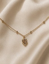 Yellow Gold Pendant Necklace With Ball Chain Necklace
