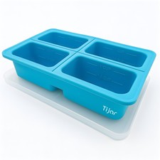 Tijar Silicone Freezer Tray with Lid – 4 Compartments for Soup, Baby food, meal