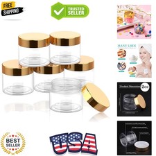 6 Pack 2 oz Plastic Jars Containers with Lids Wide-mouth Refillable Leakproof...