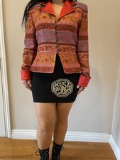 Vintage Victor Costa by Nahdree Jacket Blazer Size 8 1980s 1990s Vibrant Colors