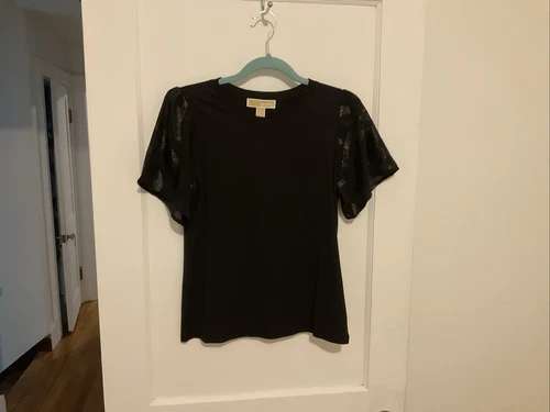 CAMICIA CAMICIA DONNA MICHAEL KORS NERA MANICA CORTA TAGLIA S P NUOVA CON ETICHETTE