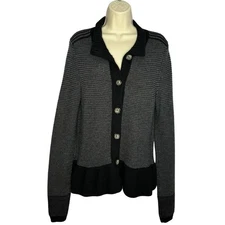 Club Monaco Merino Wool  Button Front Cardigan Heavy Knit Women's Large Grey