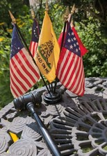 Auction Judge Gavel Hammer Prop Mallet Black Wood And Flag Set for Table