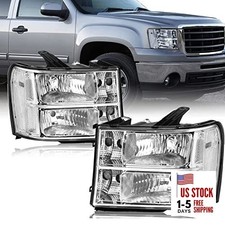 Headlight Assembly Pair for 2007 2008 2009 07-14 Chrome Housing Clear Side