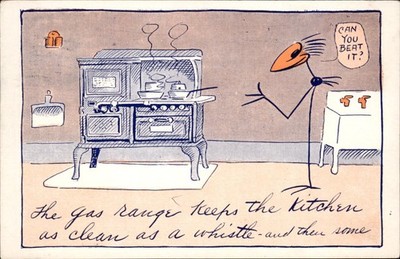 Gas Range Stove Advertising Denver CO Bird Person Fantasy c1910 Postcard