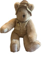 VTG 1992 Vermont Teddy Bear Company Plush Brown Fully Jointed Fisherman Safari