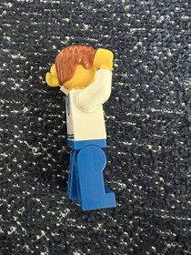 LEGO twn099 Male Minifigure White Hoodie Blue Legs Dark Orange Hair