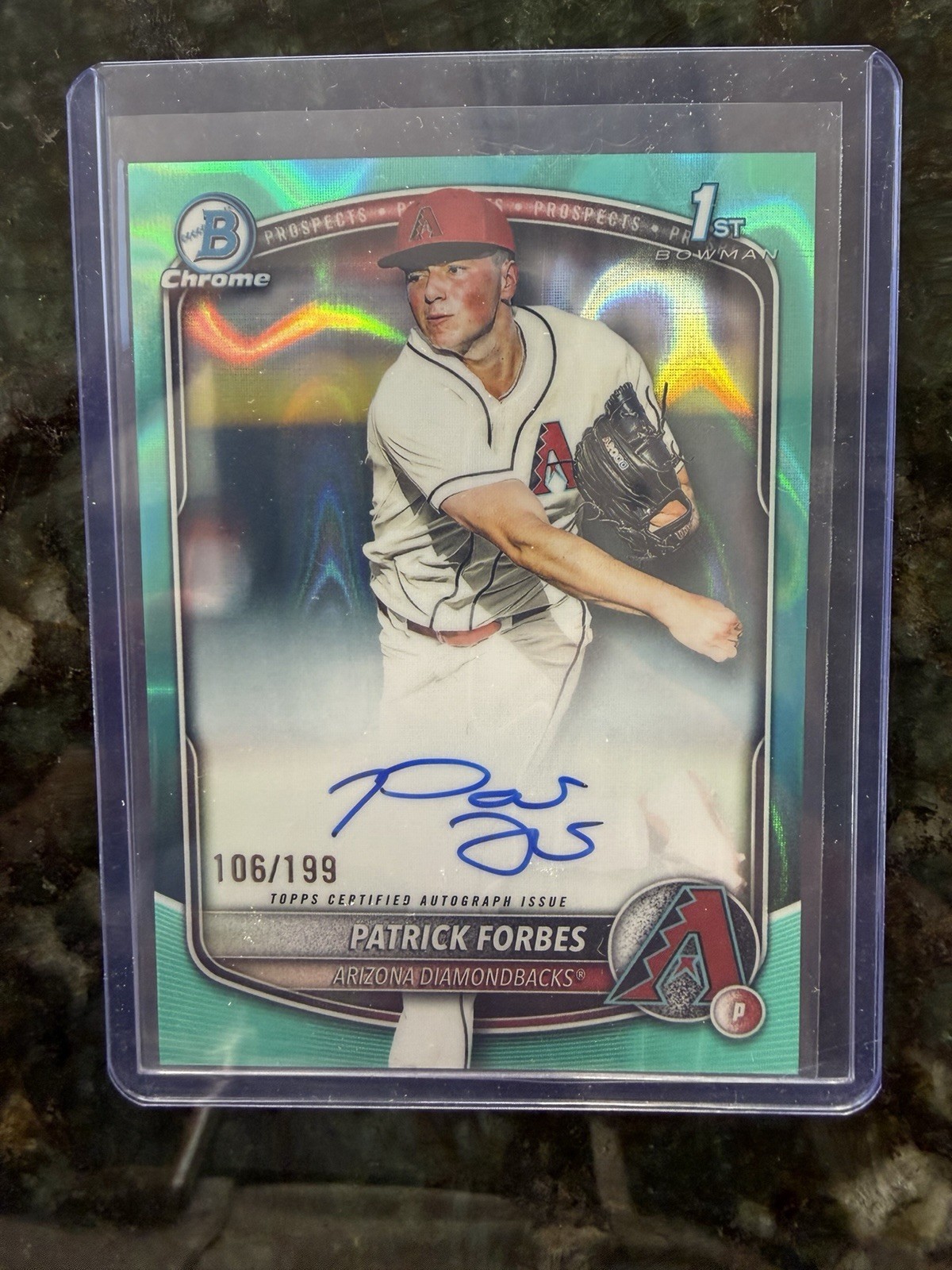 2025 Bowman Chrome Draft 1st Patrick Forbes Auto Aqua Refractor#106/199 On Card