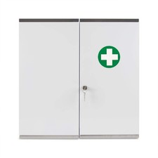 Budapest Medicine Cabinet Lockable Wall Mounted Metal First Aid Storage 46x30x14