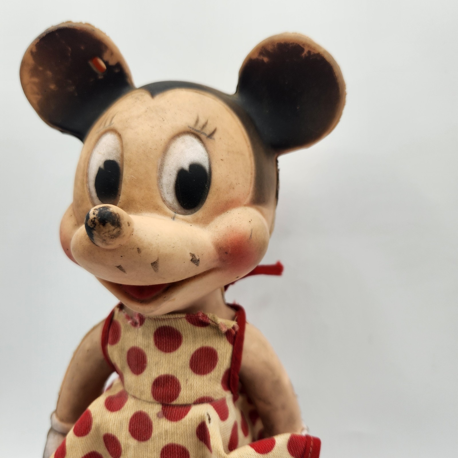 Vintage 1950s Minnie Mouse 10 Inch Rubber Squeeze Doll Sun Rubber Company