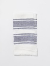 BRUNELLO CUCINELLI MEN'S WHITE AND BLUE LINEN STRIPED SCARF MSRP $760
