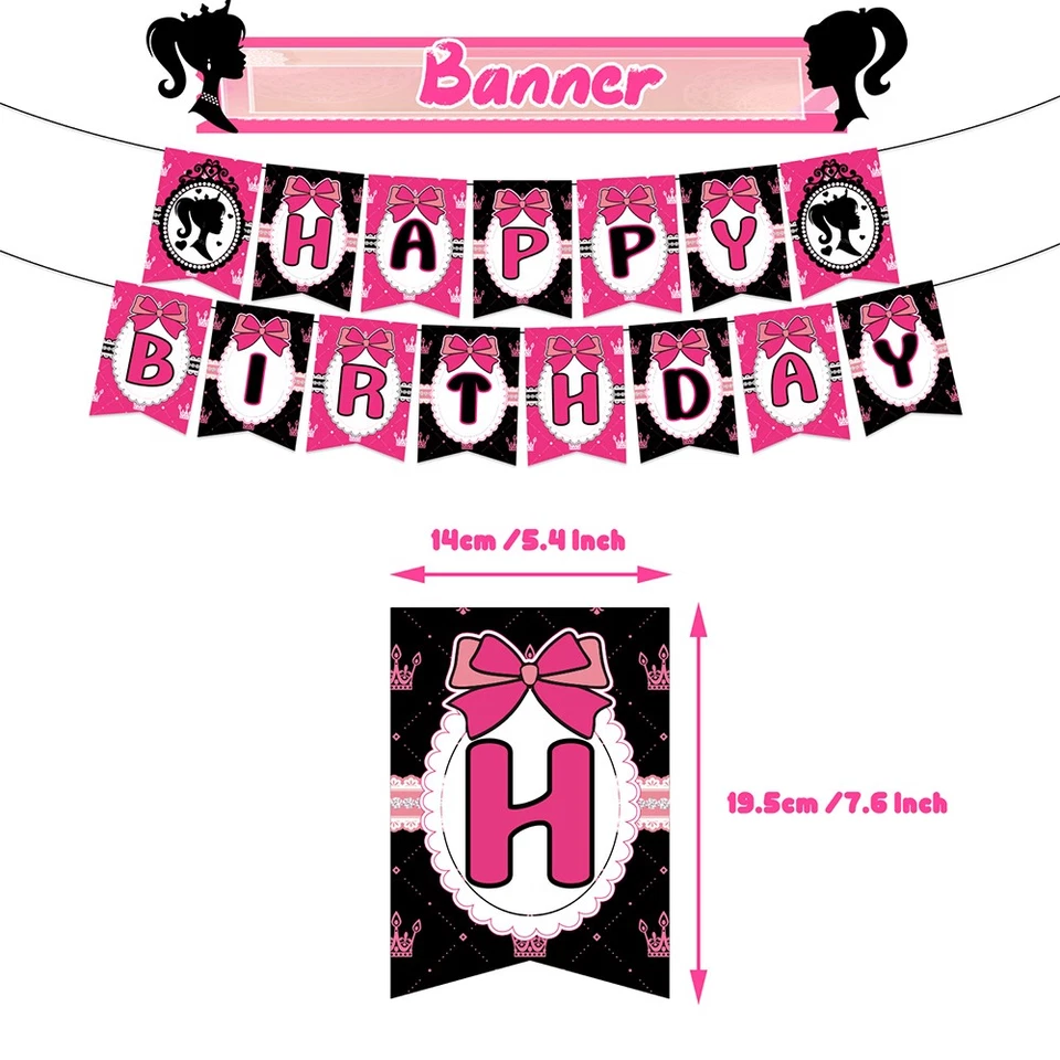 32x Barbie Geburtstag Party Dekorationen umfassen Banner Ballons Kuchen Toppers - Bild 3 von 4