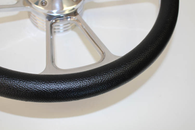 FS Performance 14 Inch Black Vinyl & Billet Steering Wheel For 1975-77 Bronco & 1970-77 Ford F-Series Trucks