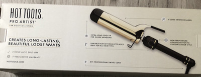 HOT TOOLS 24K Gold 2'' Extended Barrel Curling Iron with Clamp | Long M HTIR8014G