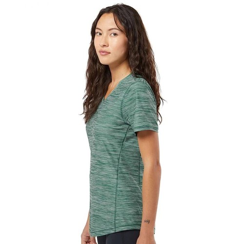 Neu mit Etikett Adidas Melange Tech kurzärmliges Damen-T-Shirt V-Ausschnitt A373 - Bild 2 von 7