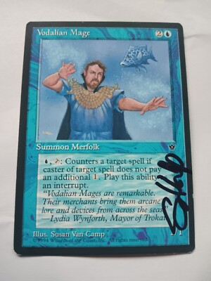signed mtg cards for sale Vodalian Mage SIGNED Fallen Empires Susan VanCamp MTG Magic the Gathering