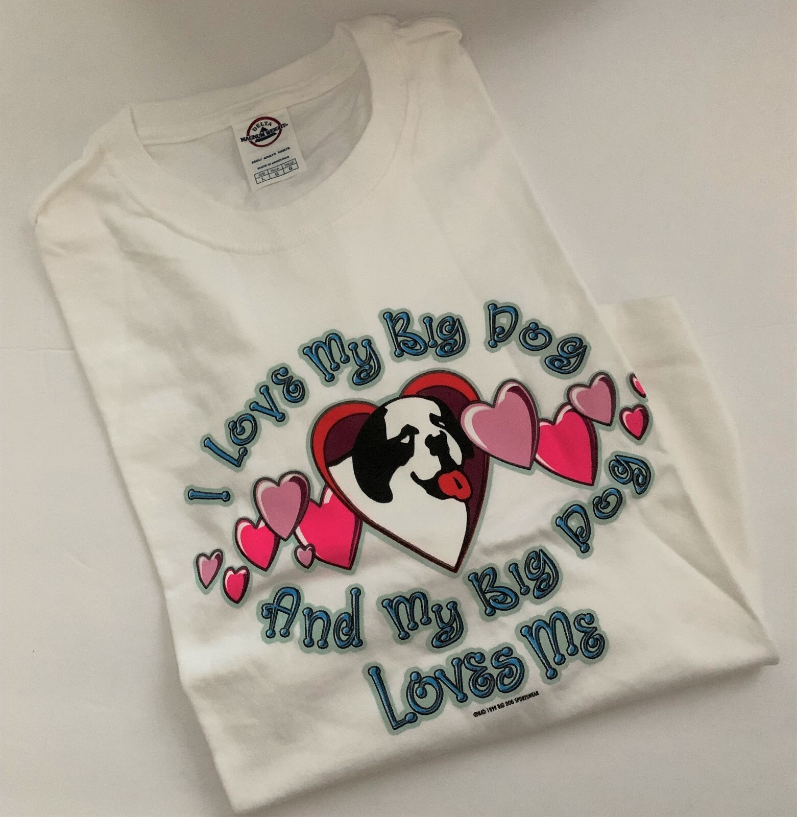 1999 Big Dog Sportswear I LOVE MY BIG DOG/LOVES ME Shirt L NEW St