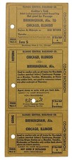 Illinois Central Railroad Unnumbered SAMPLE R/T Excursion Ticket Birmingham, ALA