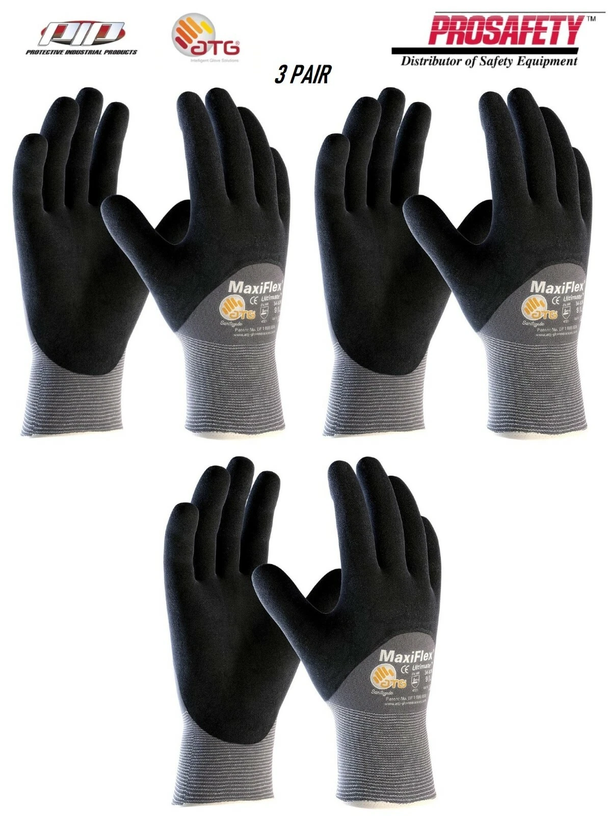 Купить Ибей | 3- 34-875 MaxiFlex Ultimate Foam Grip Nitrile Palm Coated ...