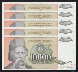 YUGOSLAVIA 10,000 10000 DINARA 1993 P 129 UNC