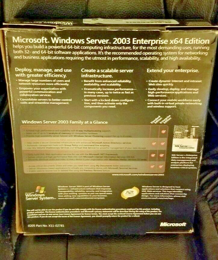 Microsoft Windows Server 2003 Enterprise x64 Edition (1 Microsoft Windows Server 2003 Enterprise x64 Edition (1