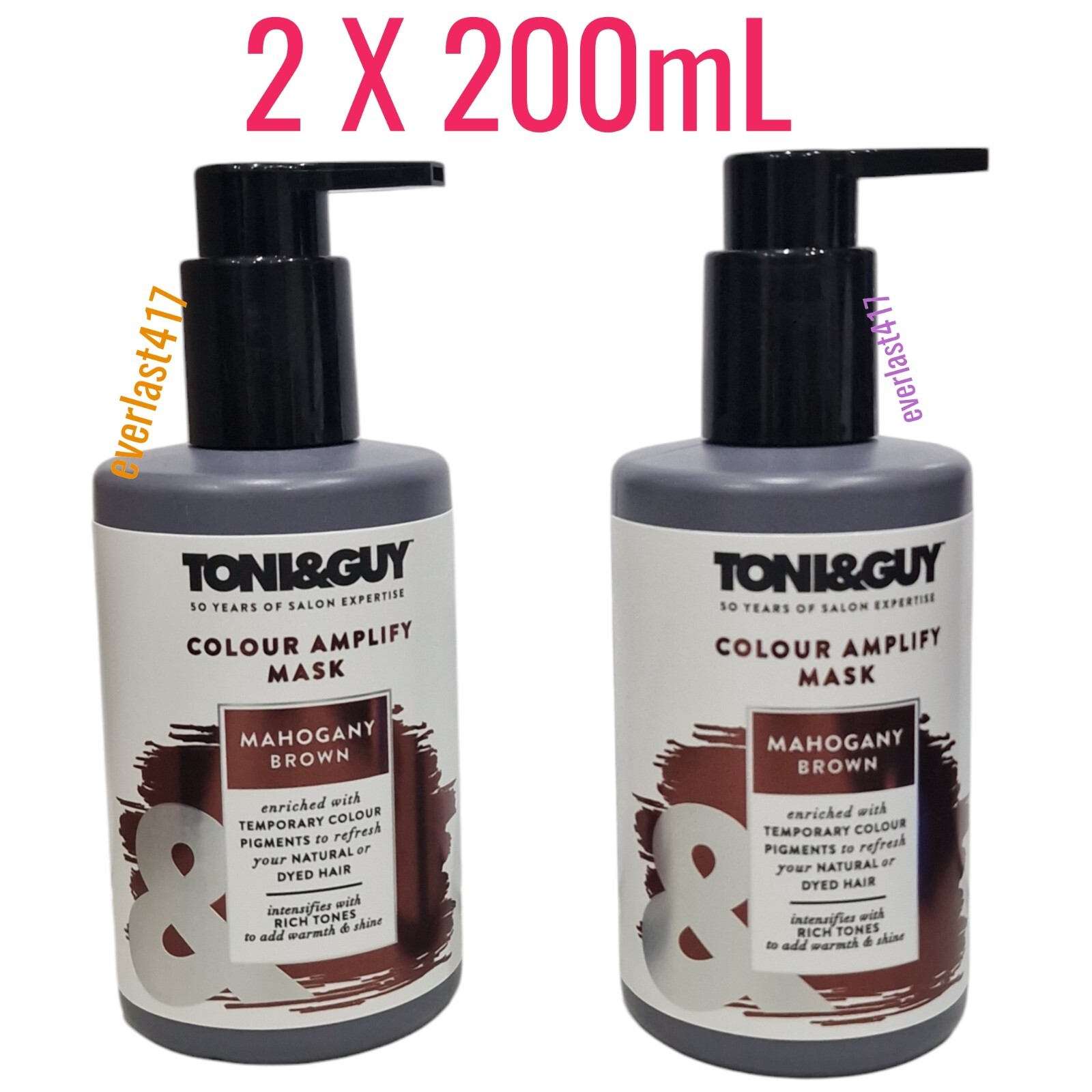 Toni Guy Mahogany Brown Conditioning Mask Color Pigments Argan Oil 2x 200ml