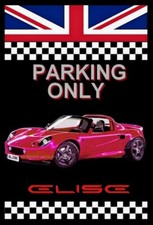 plaque " PARKING ONLY  LOTUS ELISE S1 rouge  "  ( 22 cm x 15 cm x 3 mm )