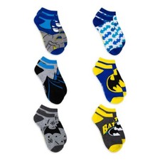 Batman Boys No Show Socks, 6-Pack Assorted Size L/G 3-9