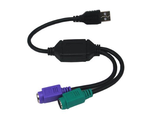 USB to Dual PS/2 Adapter for Mouse and Keyboard (Black)