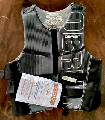 New w/ Tags 2X O'Brien Men's Silver Neoprene Flex V-Back Life Jacket / Vest XXL
