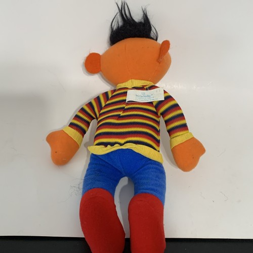 Vintage Sesame Street ERNIE Knickerbocker 11" Stuffed Plush Toy Blue Red Stripes - Picture 6 of 11