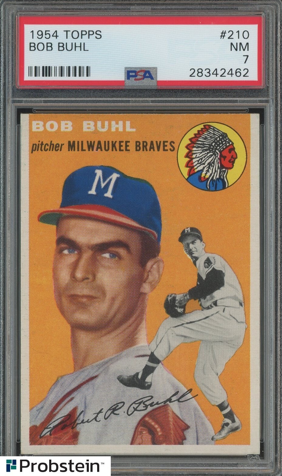 1954 Topps SETBREAK #210 Bob Buhl Milwaukee Braves PSA 7 NM