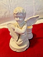 Ceramic Angel Candle Stick Holder 4.75" High 4" Long 2.75" Wide