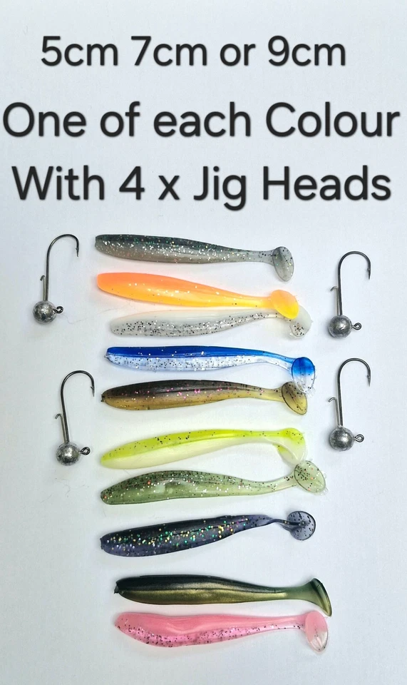 Señuelos suaves cola de paleta Shad 5 cm 7 cm 9 cm con opciones de gancho sin malezas o cabeza de plantilla Foto 2 de 4