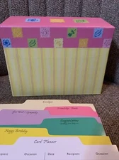 Card Planner Box Recipe Box Mauve Designs with Dividers Flip Open Top Brand New