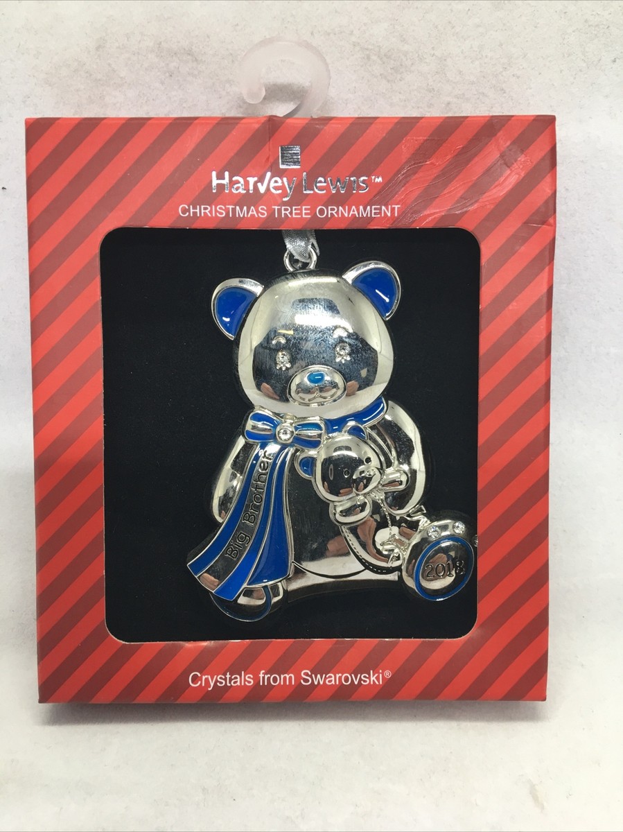 Ornement De Noël Ours En Peluche Harvey Lewis Bleu 2018 Avec Cristaux