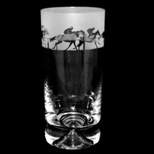 Animo Glass - SANDBLASTED FRIEZE HIGHBALL TUMBLER GLASS - At The Races