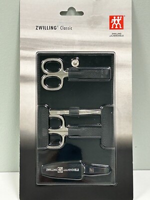 ZWILLING CLASSIC 5-PC, LEATHER Manicure Set. Black. Made in