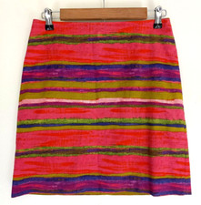 Ann Taylor Skirt Straight 4 Striped Lined Pink Green Purple Zips in Back Office