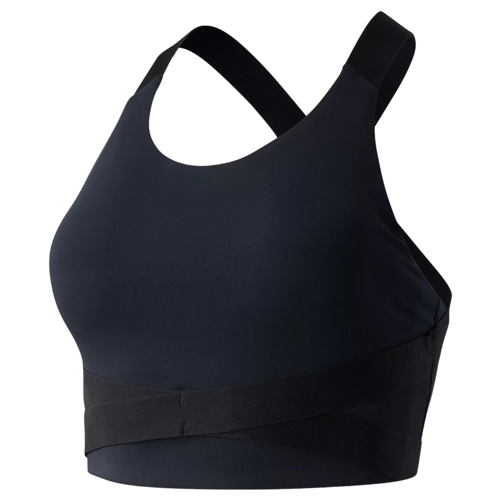 NEW BALANCE WOMEN'S DETERMINATION ACADEMY CROP SPORTS BRA BLACK GYM WORKOUT YOGA