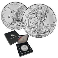 2025 American Silver Eagle Coin BU  in U.S Mint Box